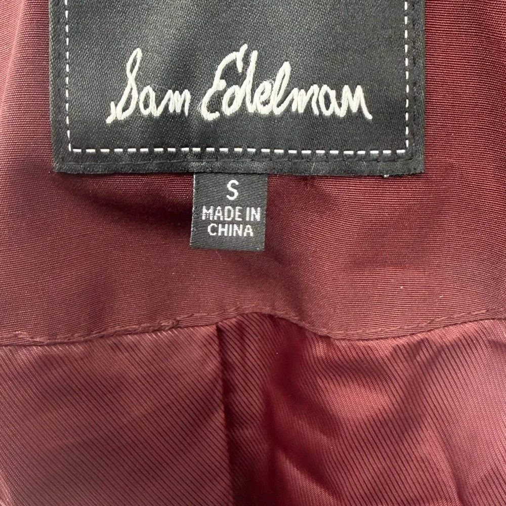 Sam Edelman Hooded Jacket Size Small‎ Burgundy Wine Coat Minimalist Chic